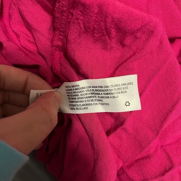 Isabel By Ingrid Hot Pink Cinch Waist V-Neck Rayon Maxi Dress Maternity - Picture 9 of 9